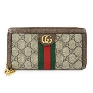 Authentic GUCCI Ophidia Sherry GG Supreme Leather Zippy Wallet Dct360-022826